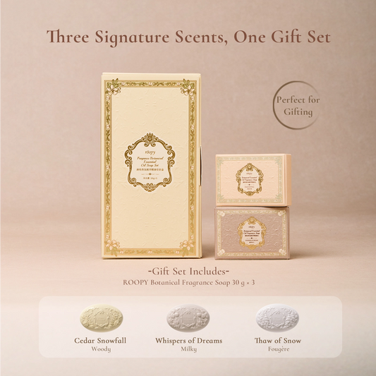 ROOPY soap set with Thaw of Snow, Cedar Snowfall and Whispers of Dreams