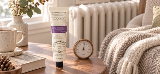 ROOPY hand cream near a radiator in a cozy indoor heating scene