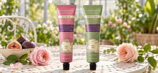 ROOPY floral and aromatic hand creams with roses and figs in a greenhouse