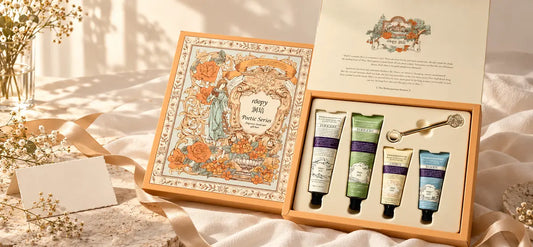 ROOPY Poetic Series hand cream gift set in warm natural light