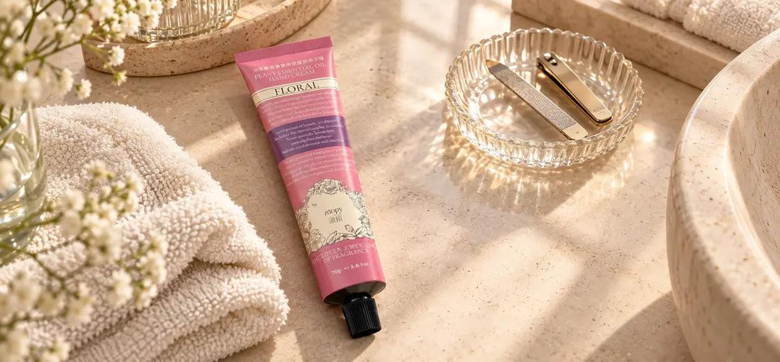 ROOPY hand cream in a modern skincare and manicure ritual