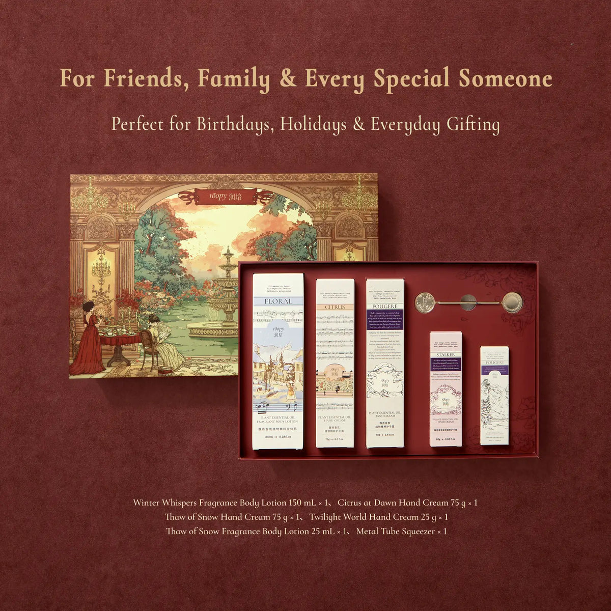 ROOPY gift set with Winter Whispers, Citrus at Dawn, Thaw of Snow and Twilight Bloom