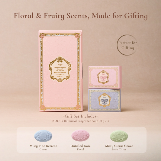 ROOPY three-piece botanical fragrance bar soap gift set